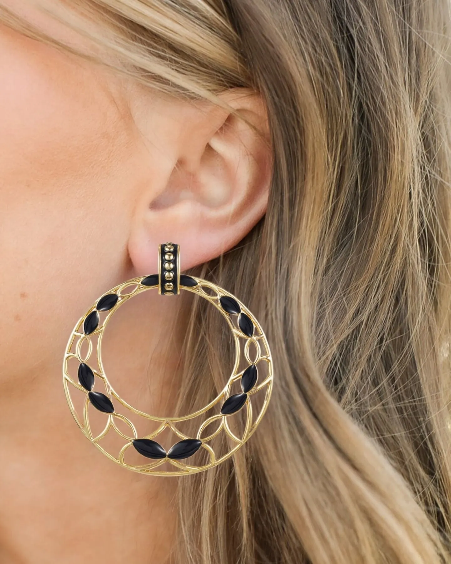 Enchanted Statement Earrings in Black/Gold