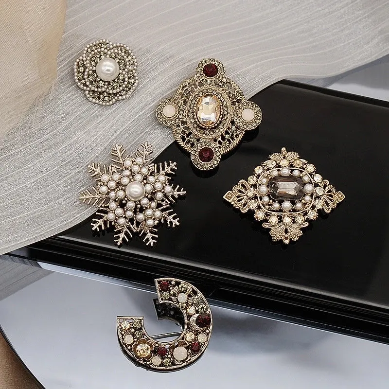 Fashion Pin Geometric Alloy Plating Rhinestones Pearl Unisex Brooches