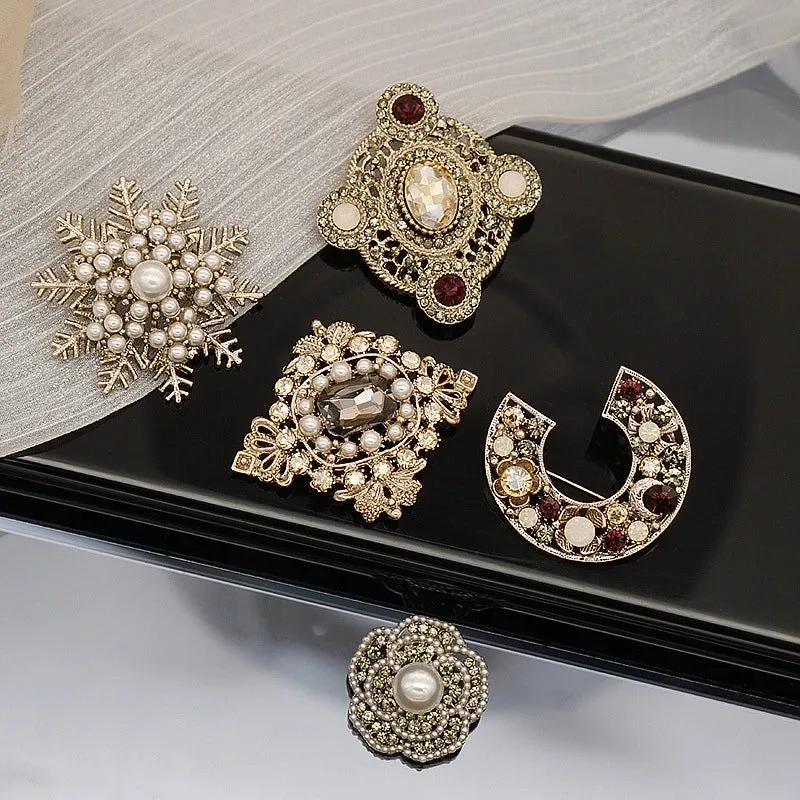 Fashion Pin Geometric Alloy Plating Rhinestones Pearl Unisex Brooches