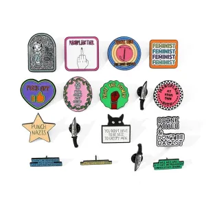 Feminist Theme Golden M Badge Personality English Letter Brooch Collar Pin Clothes Shoes And Hats Accessories