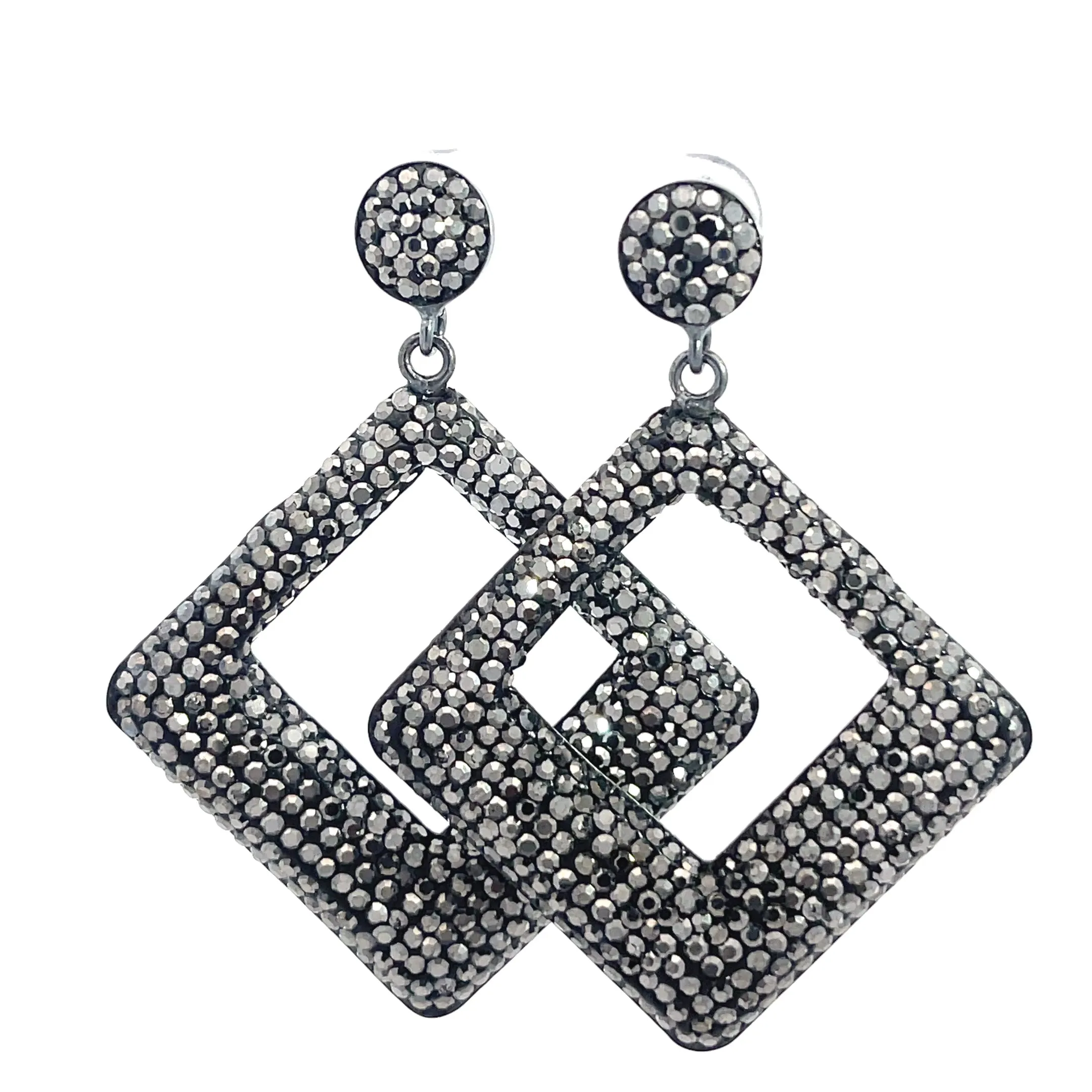 Geometric 925 Sterling Silver Crystal Earring