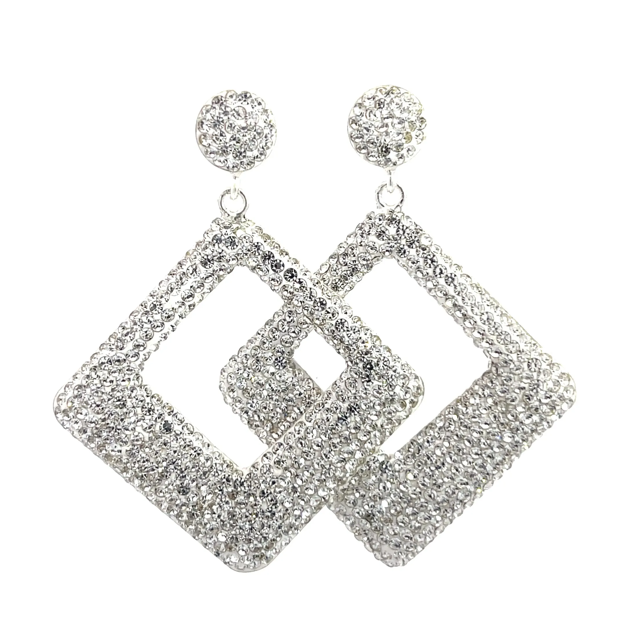 Geometric 925 Sterling Silver Crystal Earring