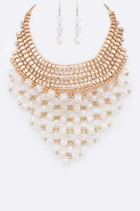 Glass Bib Statement Necklace Set