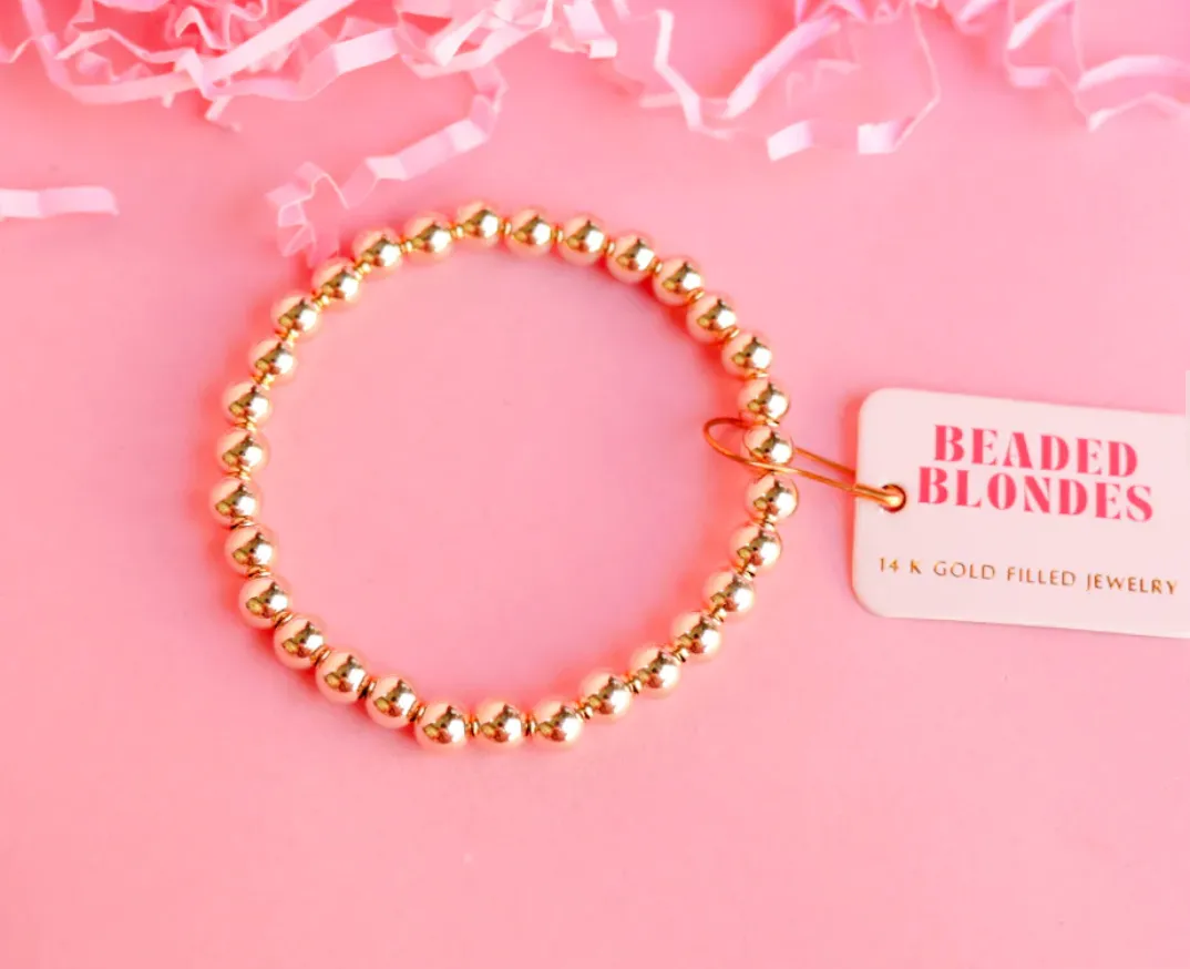 Gold Beaded Bracelet 6mm