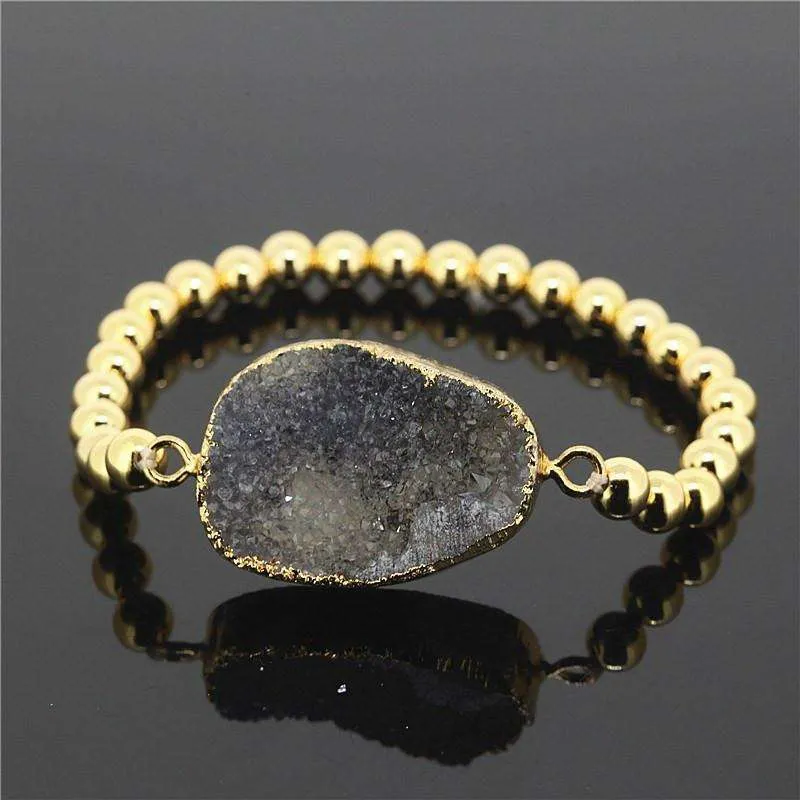 Gold Plated Beads Moon Druzy