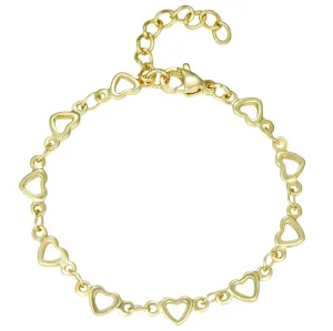 Gold Plated Open Heart Link Bracelet