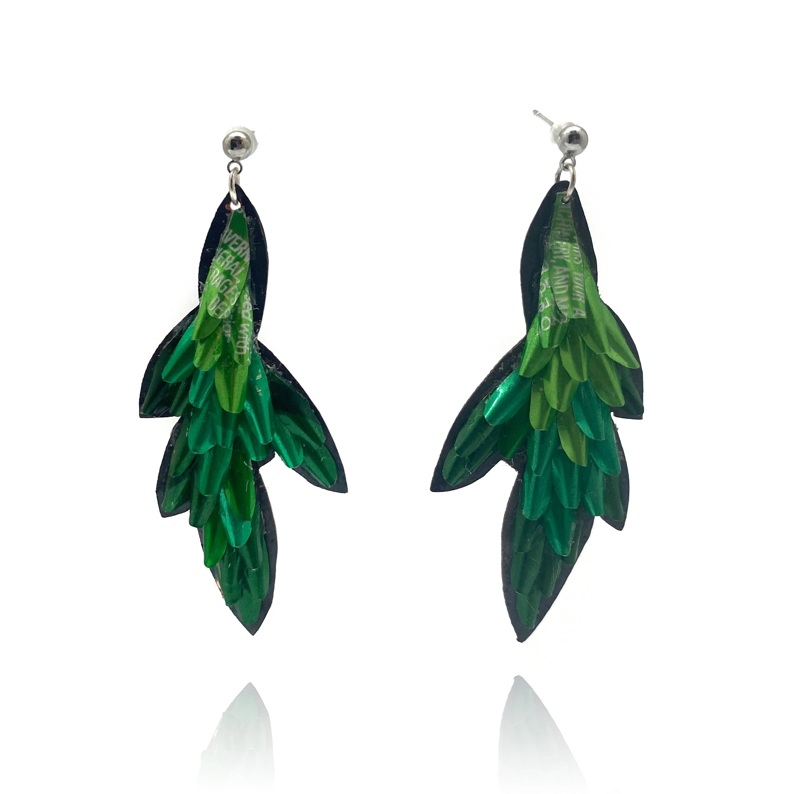 Green Leafy Aluminum Stud Earrings