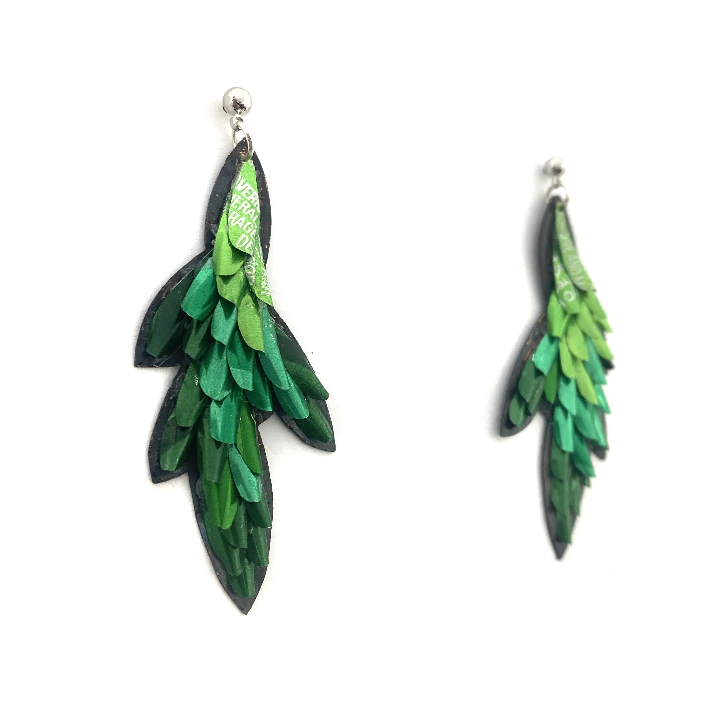 Green Leafy Aluminum Stud Earrings