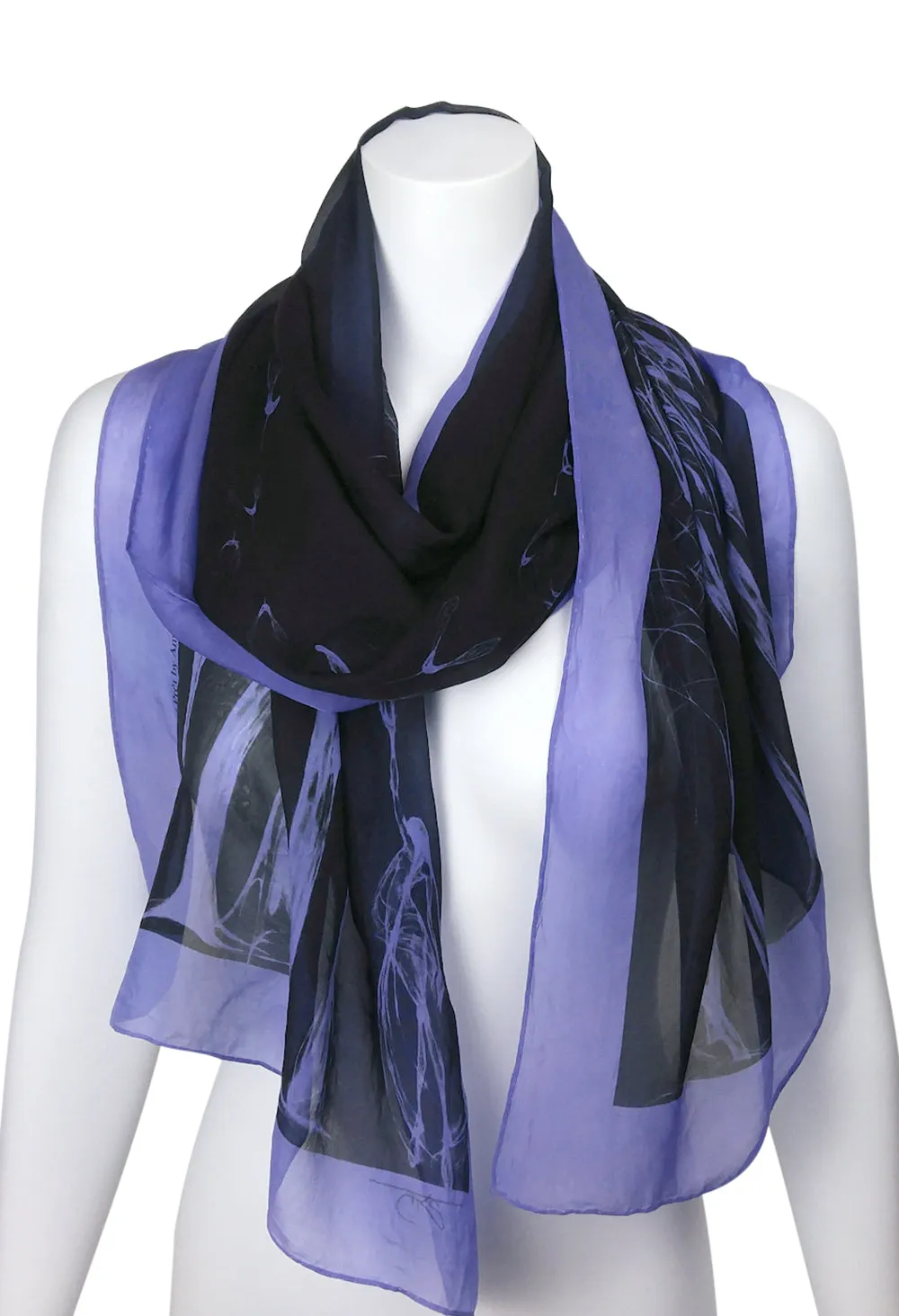 Égérie MUSE Forest Border Silk Scarf Light on Black, more colours