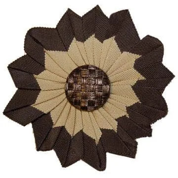 Grosgrain Medallion Brooch with Button