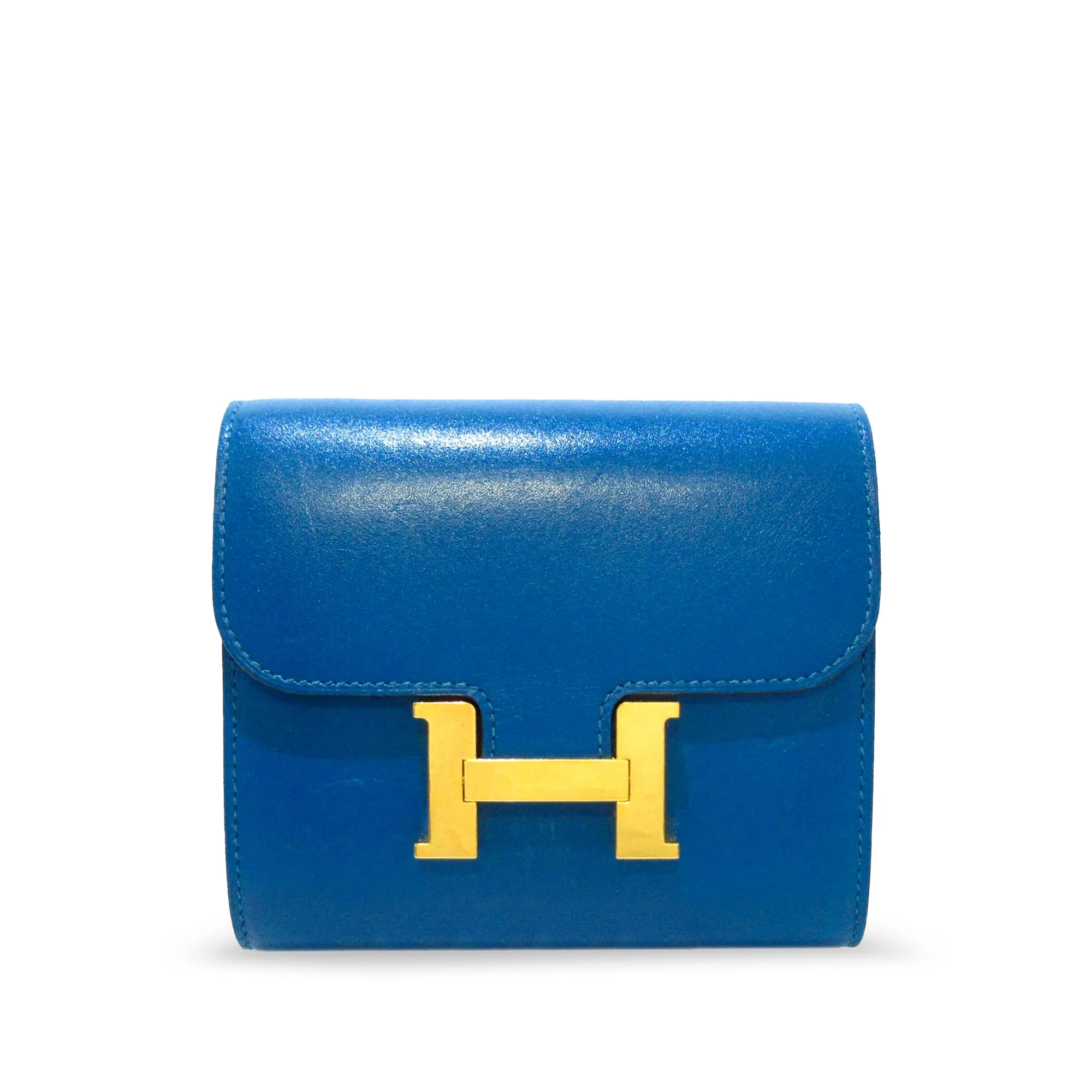 Hermès Constance Compact Wallet Blue