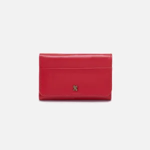 Jill Trifold Wallet In Polished Leather - Hibiscus