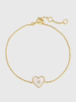 Joy Dravecky - Vivian Pearl Heart Bracelet in Gold