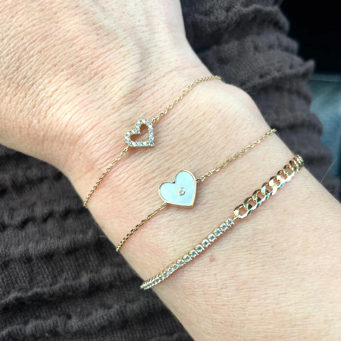 Joy Dravecky - Vivian Pearl Heart Bracelet in Gold