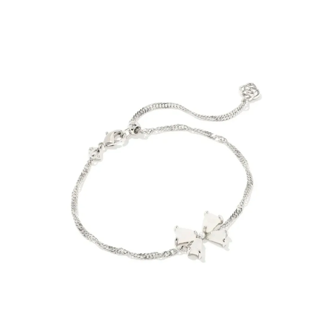 Kendra Scott Blair Bow Delicate Chain Bracelet - Silver - Iridescent Druzy