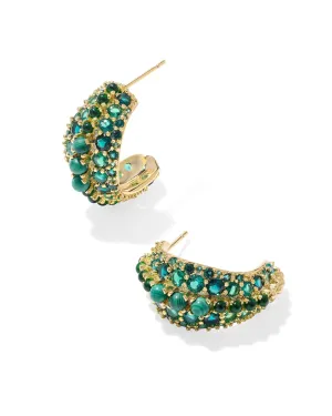 Kendra Scott Krista Hoop Earrings in Gold Green Mix