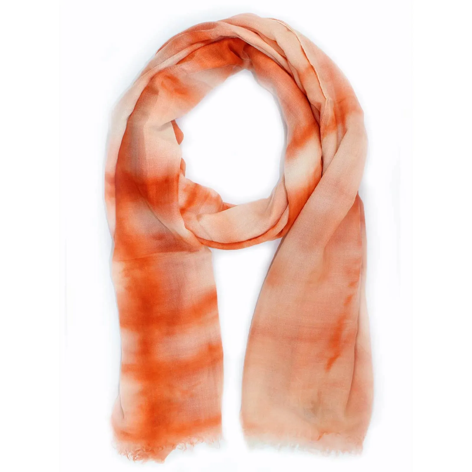 Kiton Cashmere Silk Scarf Orange White SALE