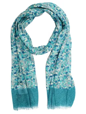 Kiton Linen Scarf Turquoise Fruit - Spring Summer Collection FINAL SALE