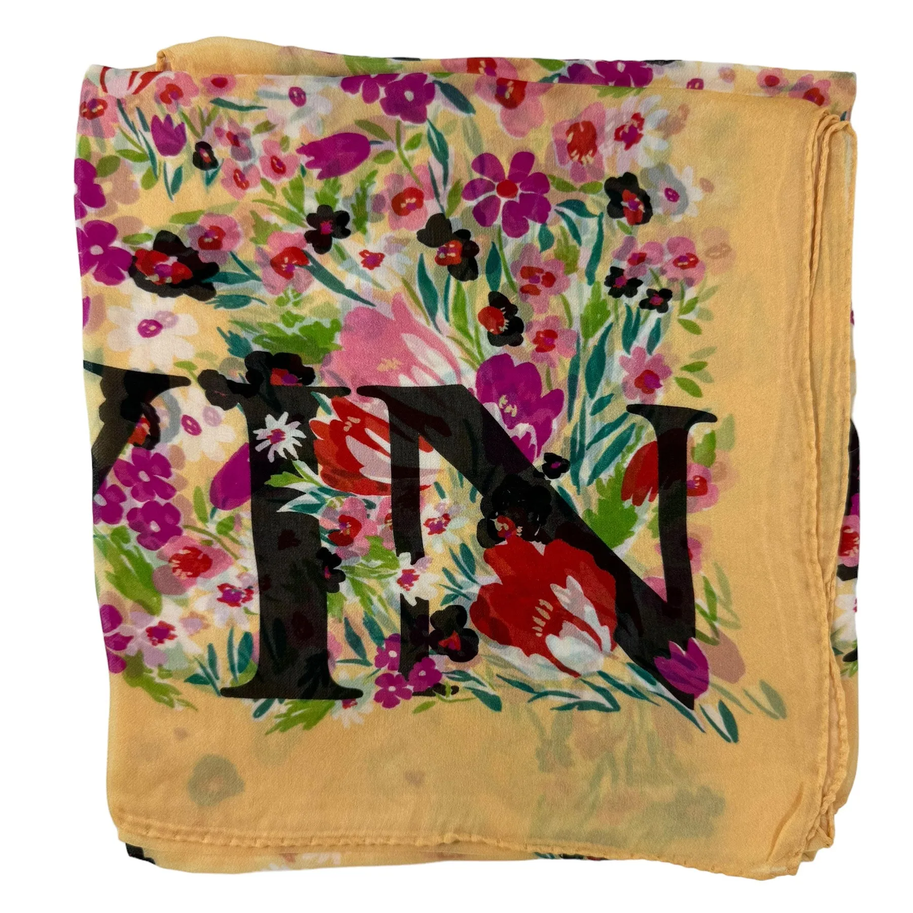 Lanvin Scarf Yellow Floral Design - Chiffon Silk Shawl