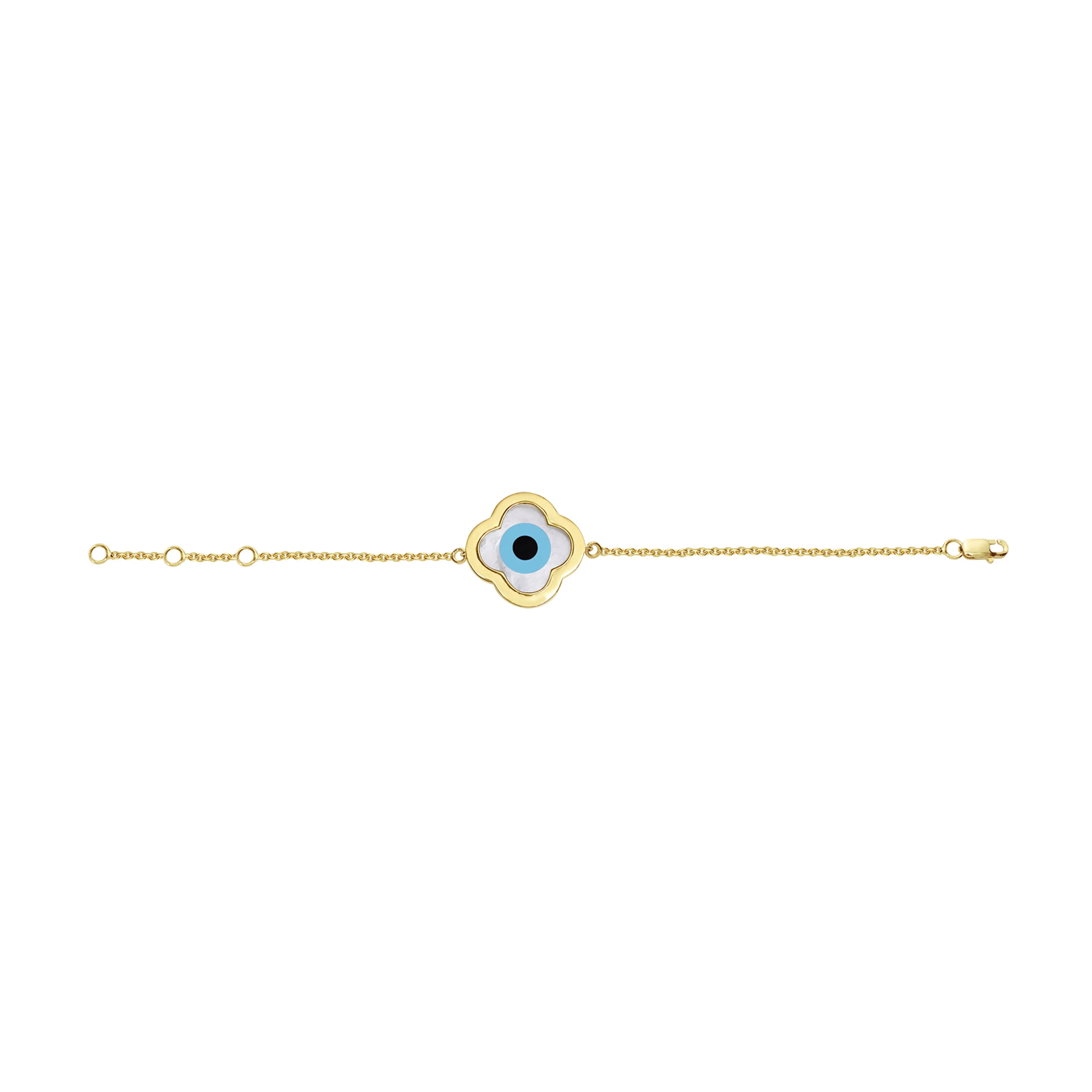 Large Clover Evil Eye Chain Bracelet