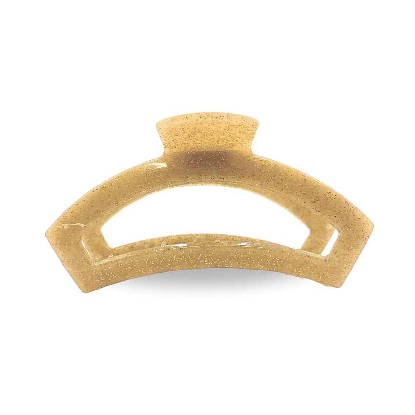 Large Teleties Open Claw Clip - Gold Glitter