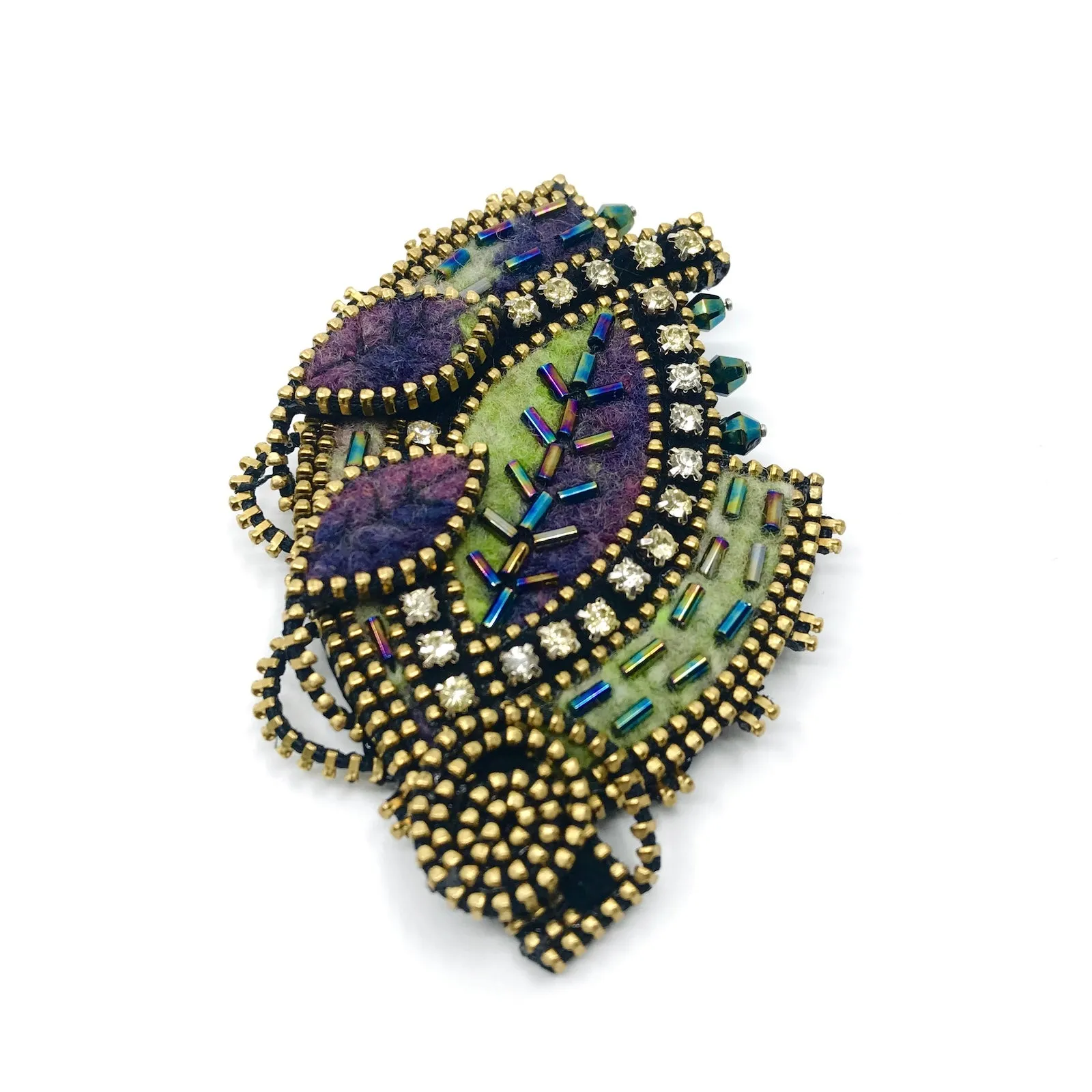 Leaf & Marquise Mixed Media Brooch by Odile Gova