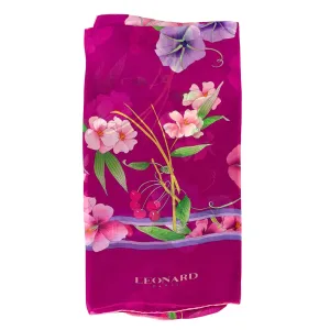 Leonard Paris Scarf Magenta Floral - Chiffon Silk Shawl