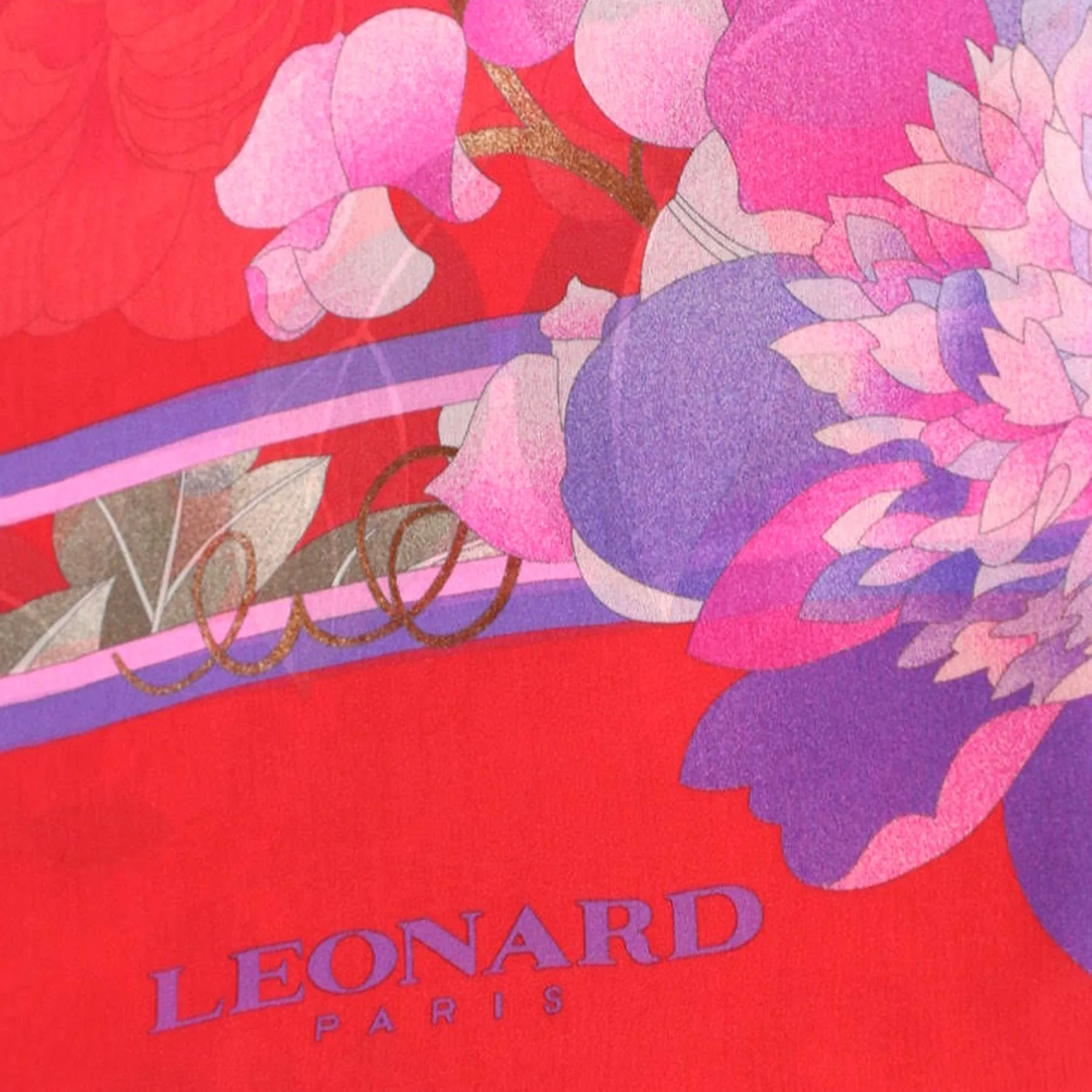 Leonard Paris Scarf Pink Lilac Floral Chiffon Silk Shawl FINAL SALE