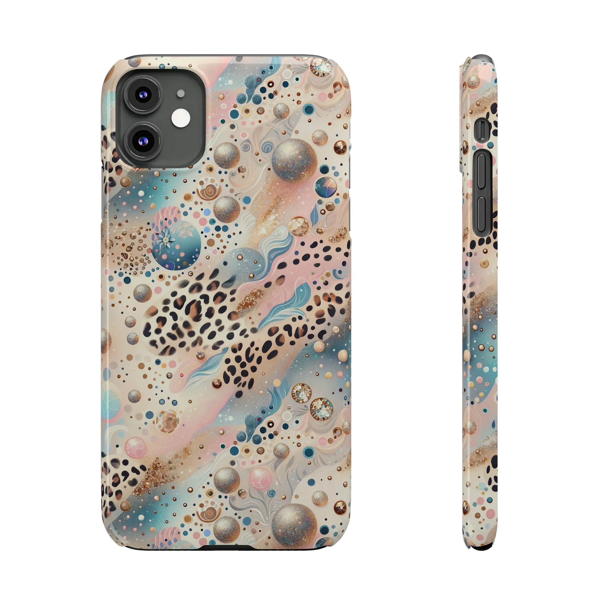 Leopard Print and Pastel Dots Design Phone Case Slim