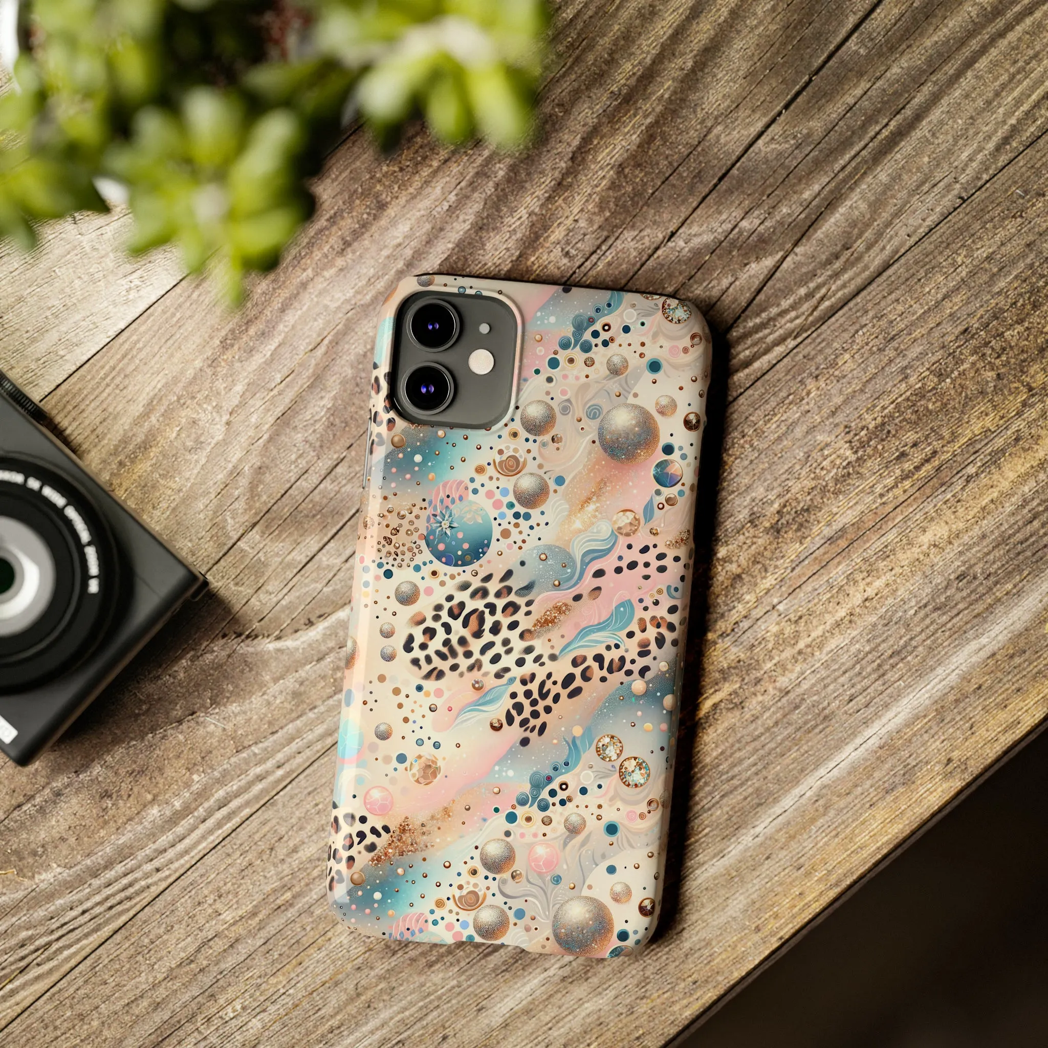 Leopard Print and Pastel Dots Design Phone Case Slim