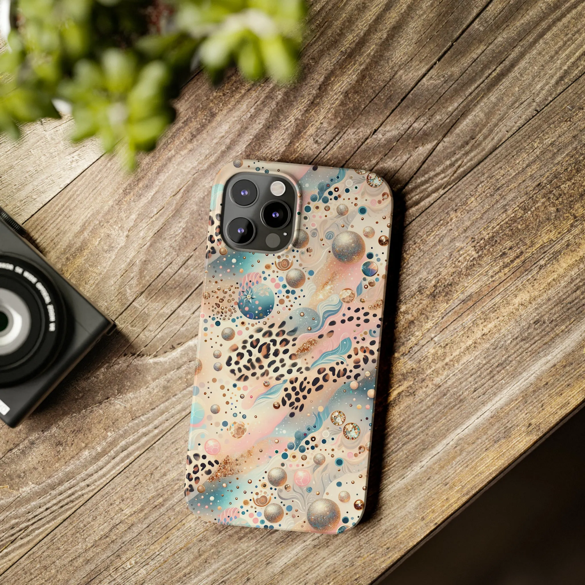 Leopard Print and Pastel Dots Design Phone Case Slim