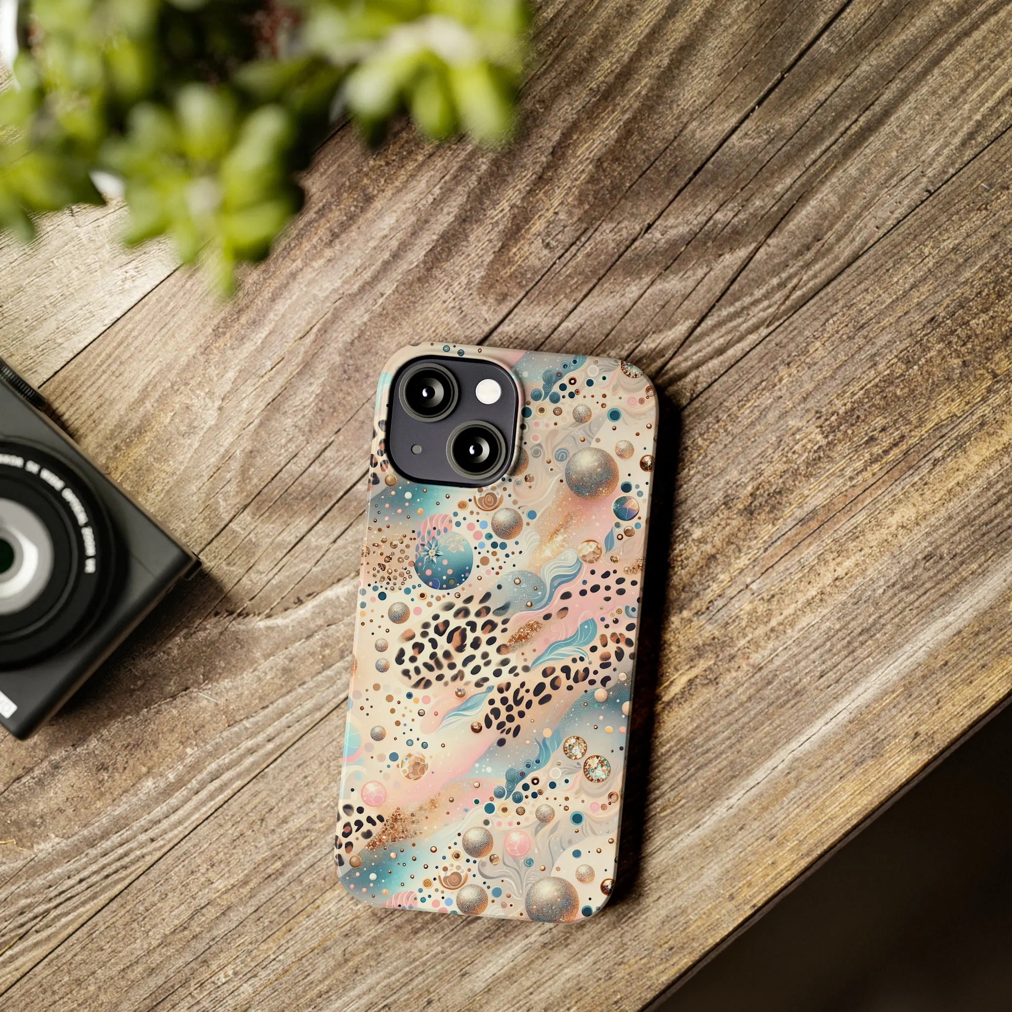 Leopard Print and Pastel Dots Design Phone Case Slim