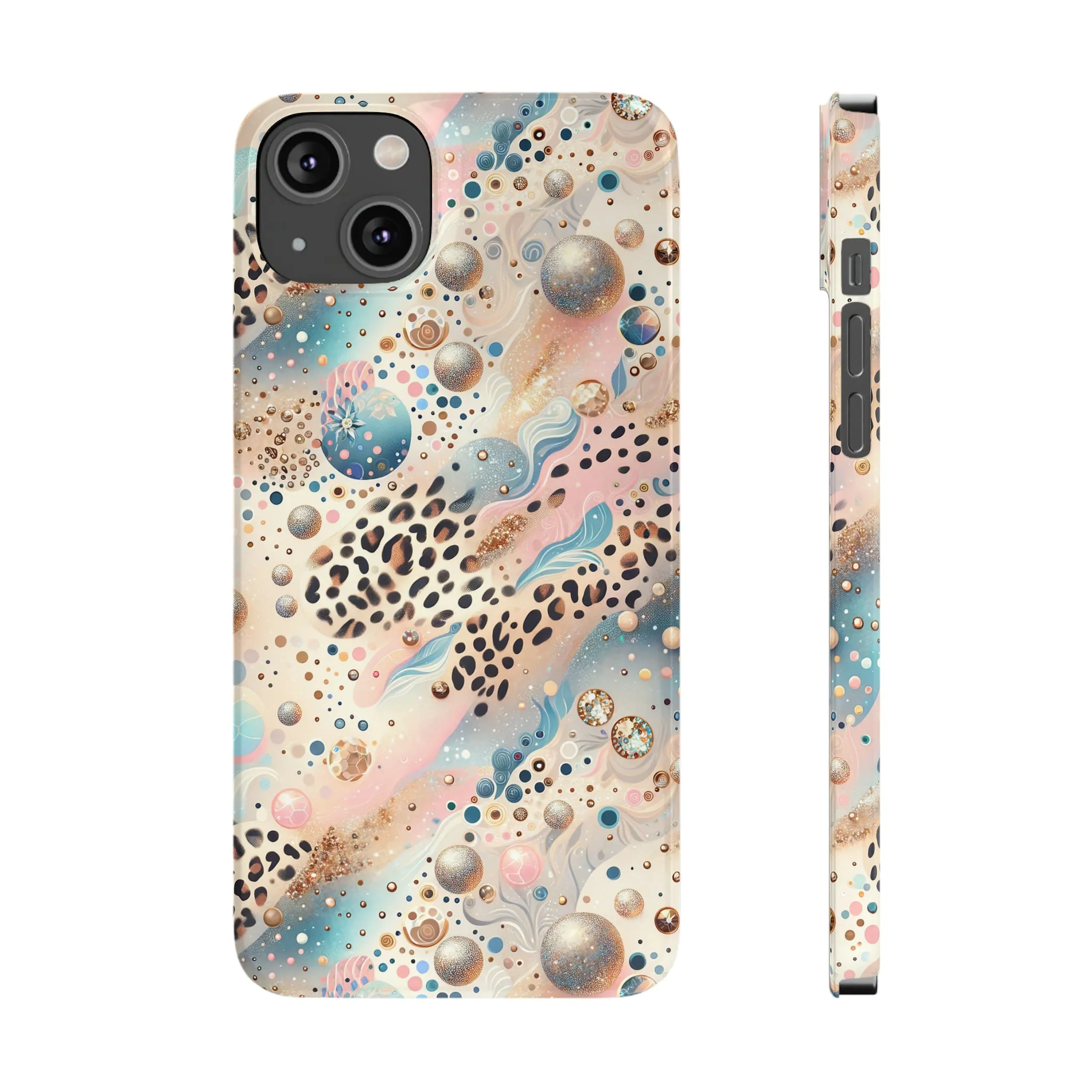 Leopard Print and Pastel Dots Design Phone Case Slim