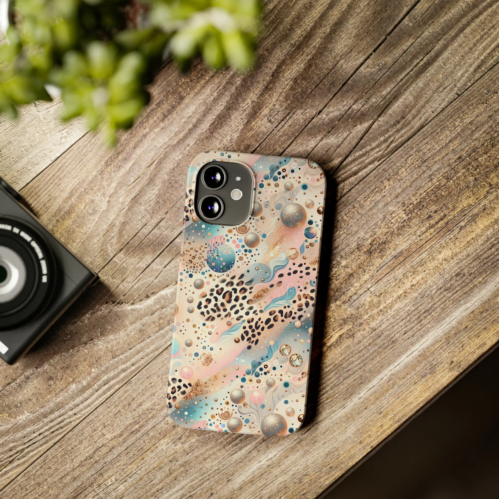 Leopard Print and Pastel Dots Design Phone Case Slim