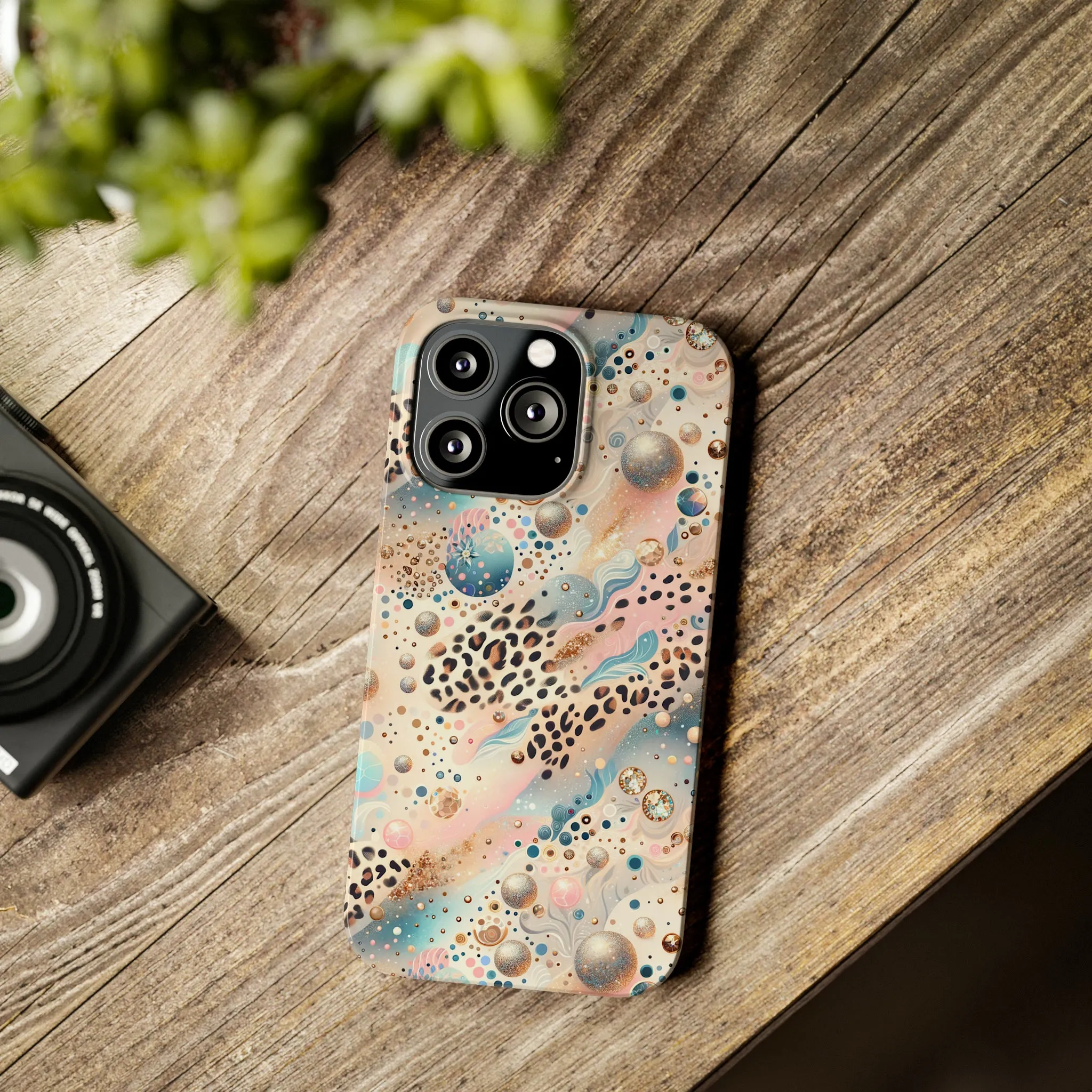 Leopard Print and Pastel Dots Design Phone Case Slim