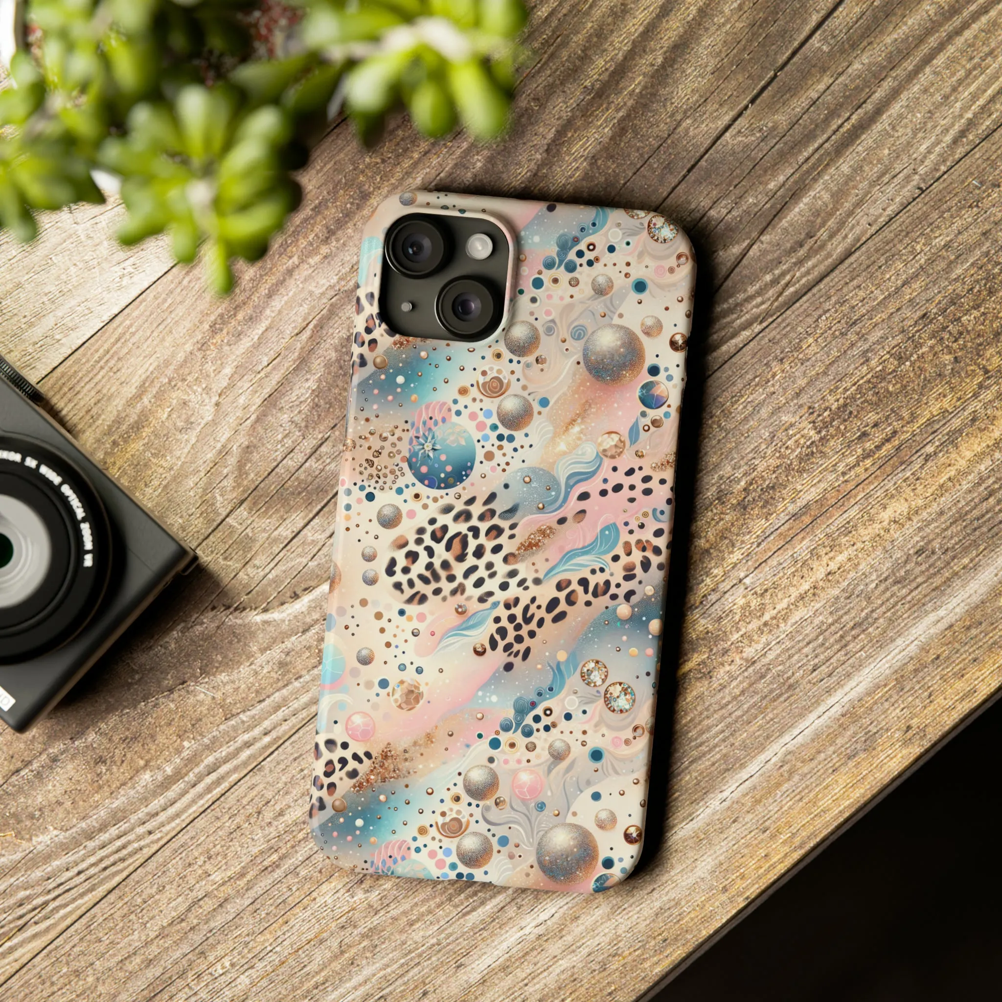 Leopard Print and Pastel Dots Design Phone Case Slim