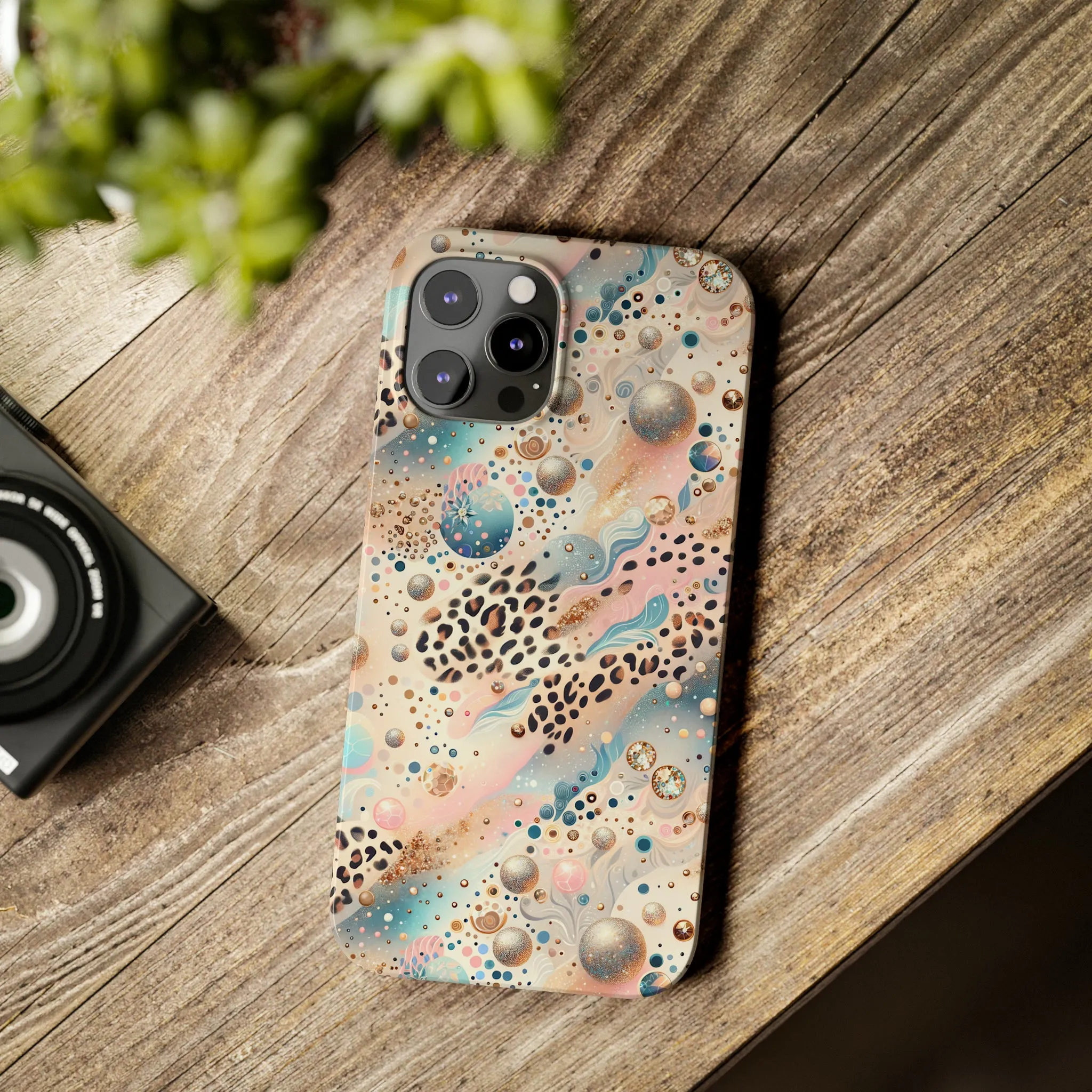 Leopard Print and Pastel Dots Design Phone Case Slim