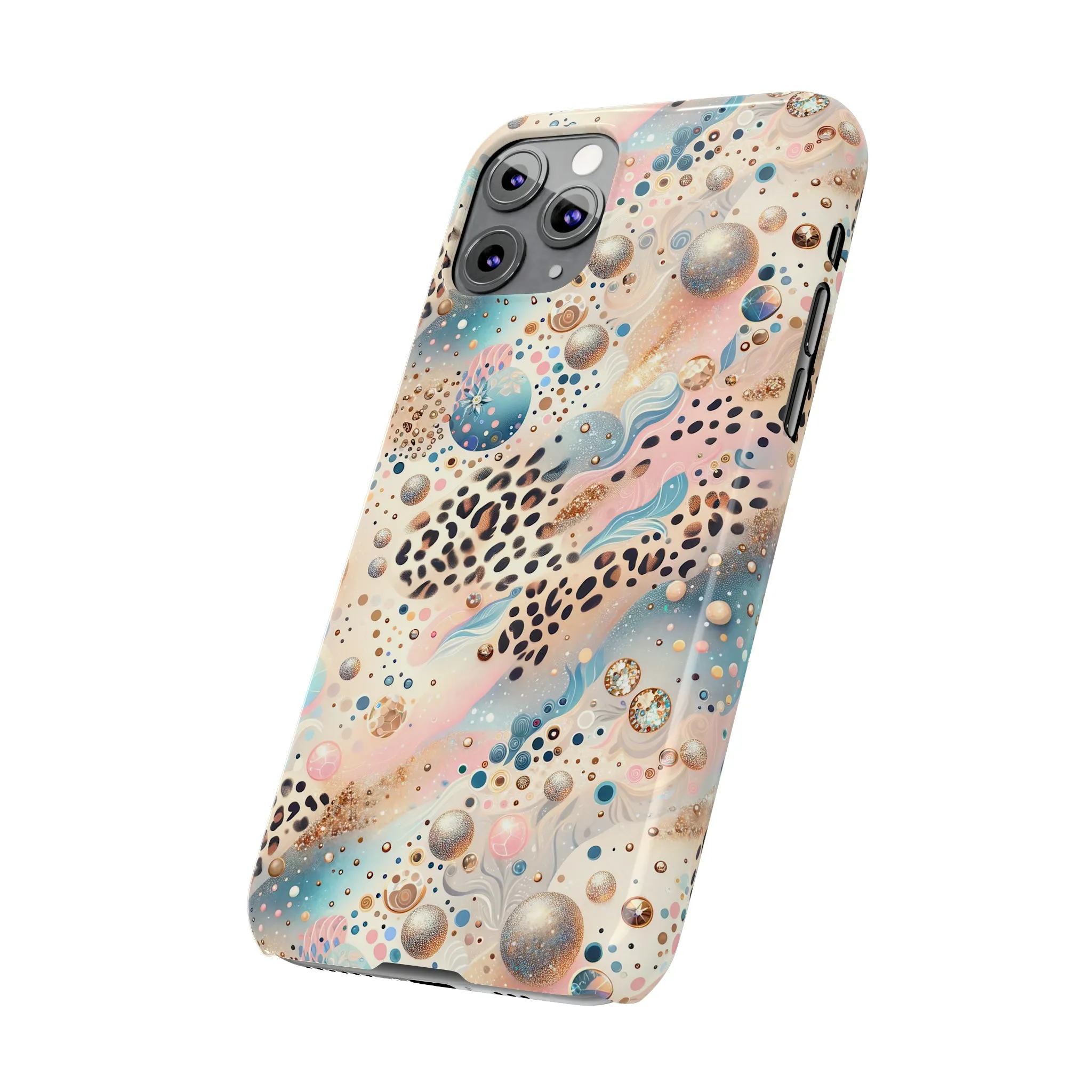 Leopard Print and Pastel Dots Design Phone Case Slim