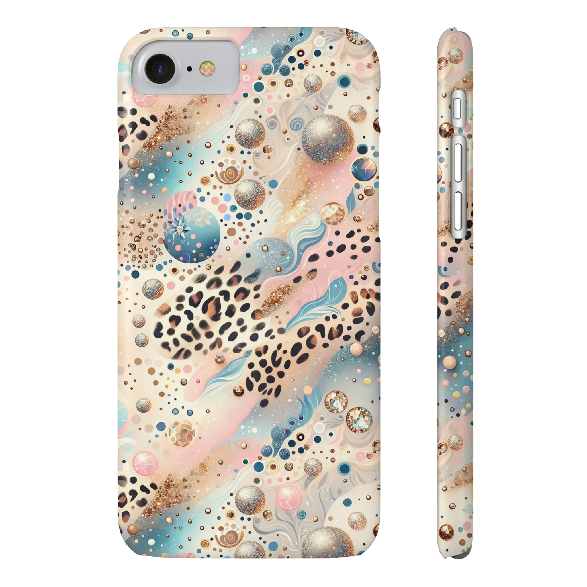 Leopard Print and Pastel Dots Design Phone Case Slim