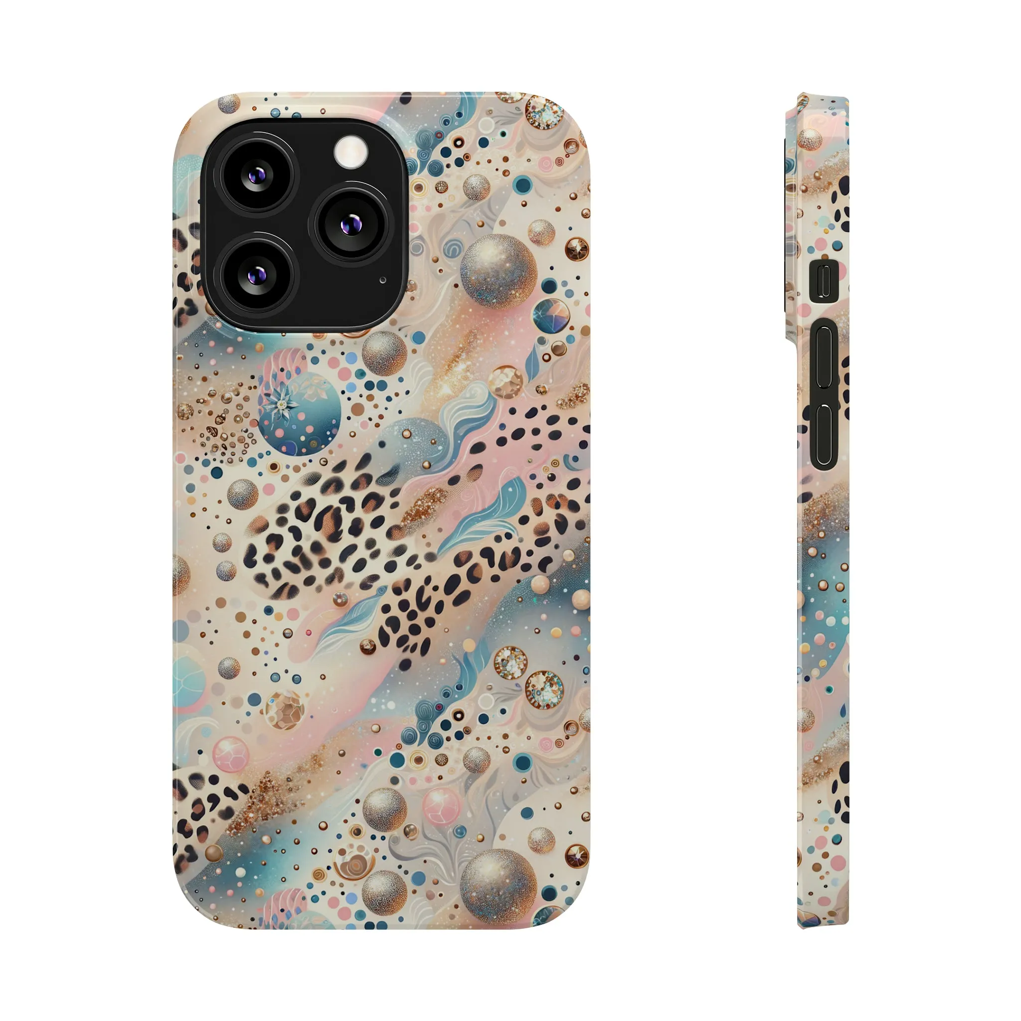 Leopard Print and Pastel Dots Design Phone Case Slim