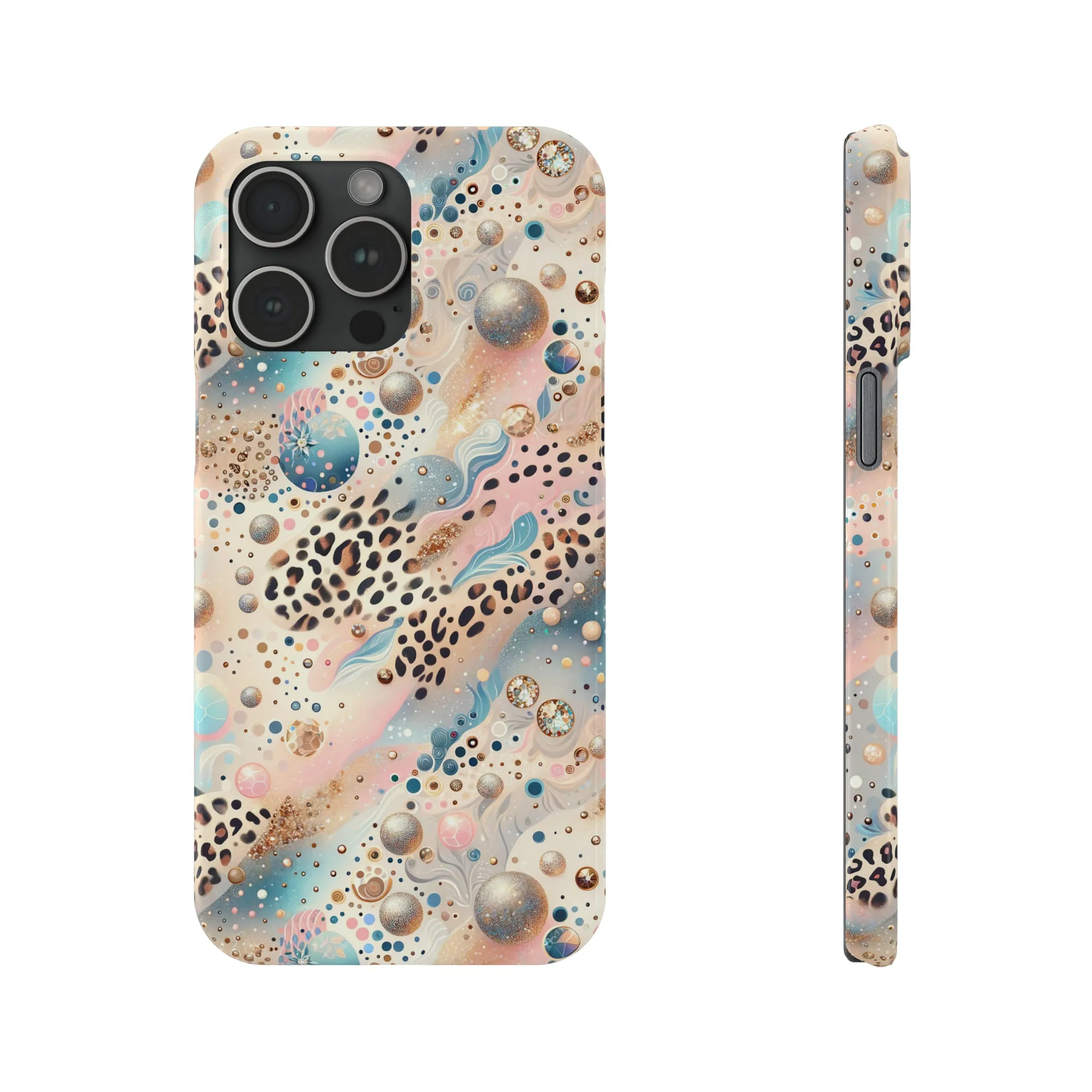 Leopard Print and Pastel Dots Design Phone Case Slim