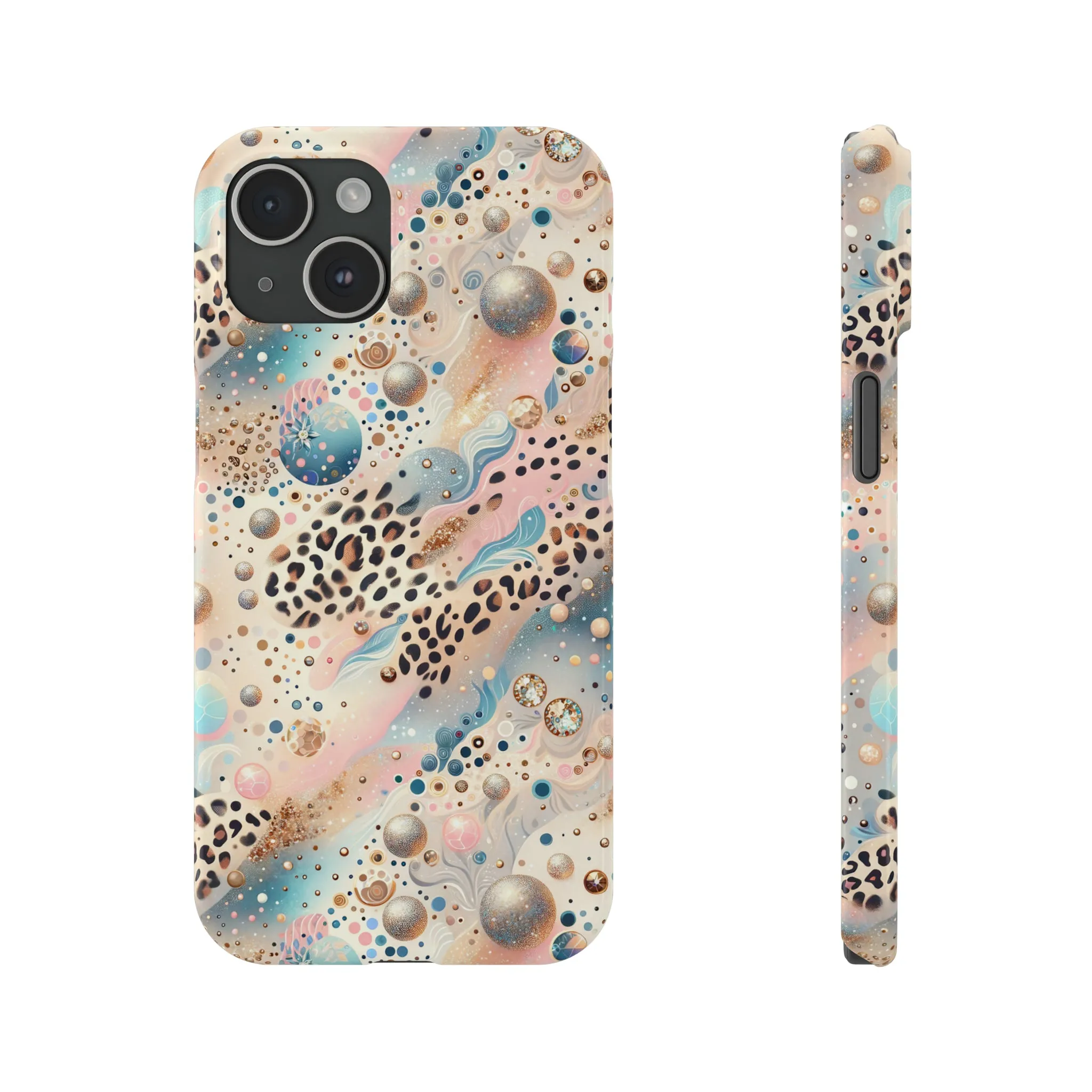 Leopard Print and Pastel Dots Design Phone Case Slim