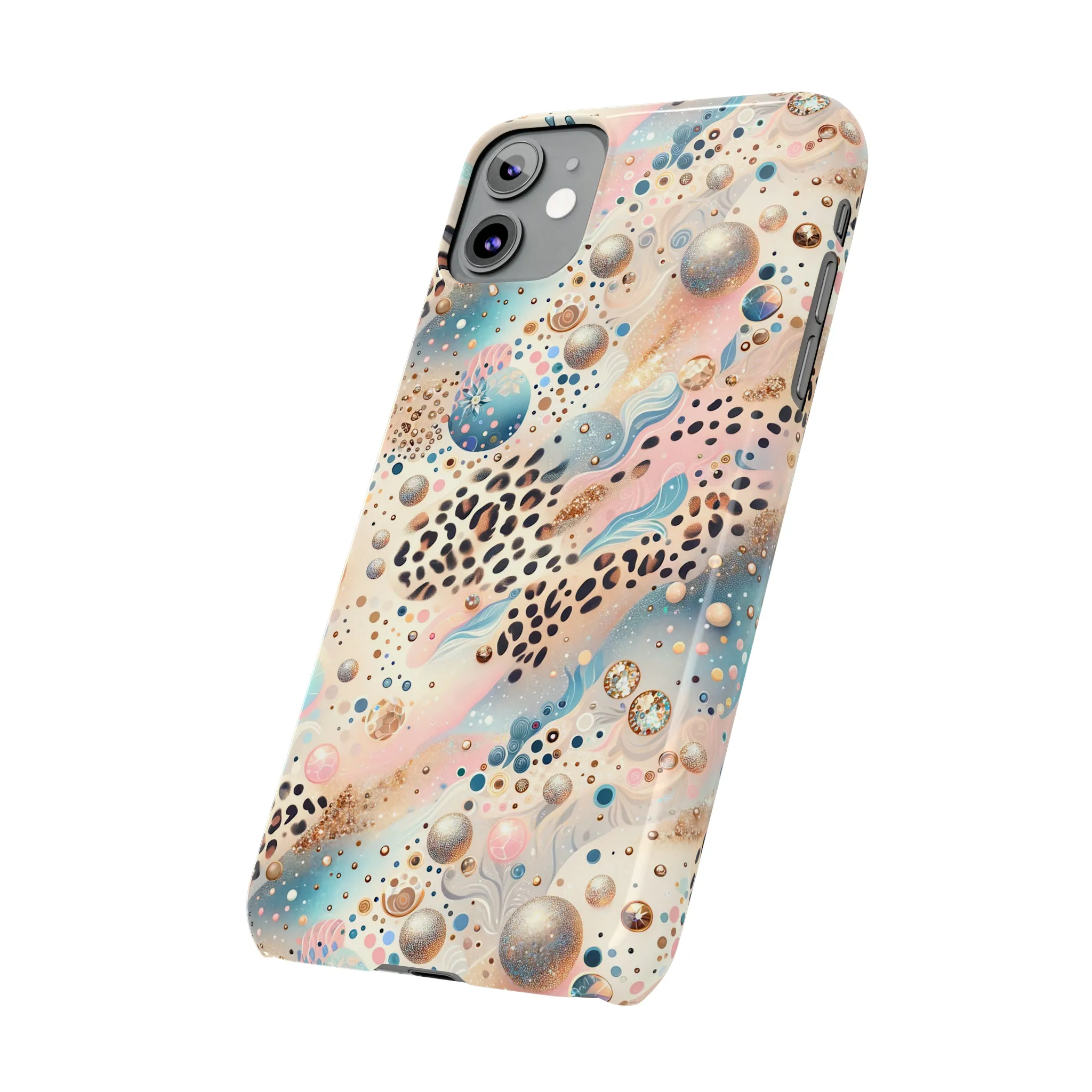 Leopard Print and Pastel Dots Design Phone Case Slim