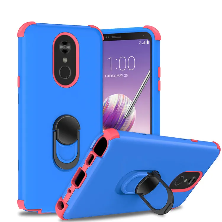 LG Stylo 4 Case, Stylo 4 Plus, Q Stylus Case,[Military Grade Drop Tested] Ring Kickstand Matte Case with Soft Edges, Shockproof and Anti-Drop Protection Case Compatible for LG Stylo 4 Case - Blue/Pink