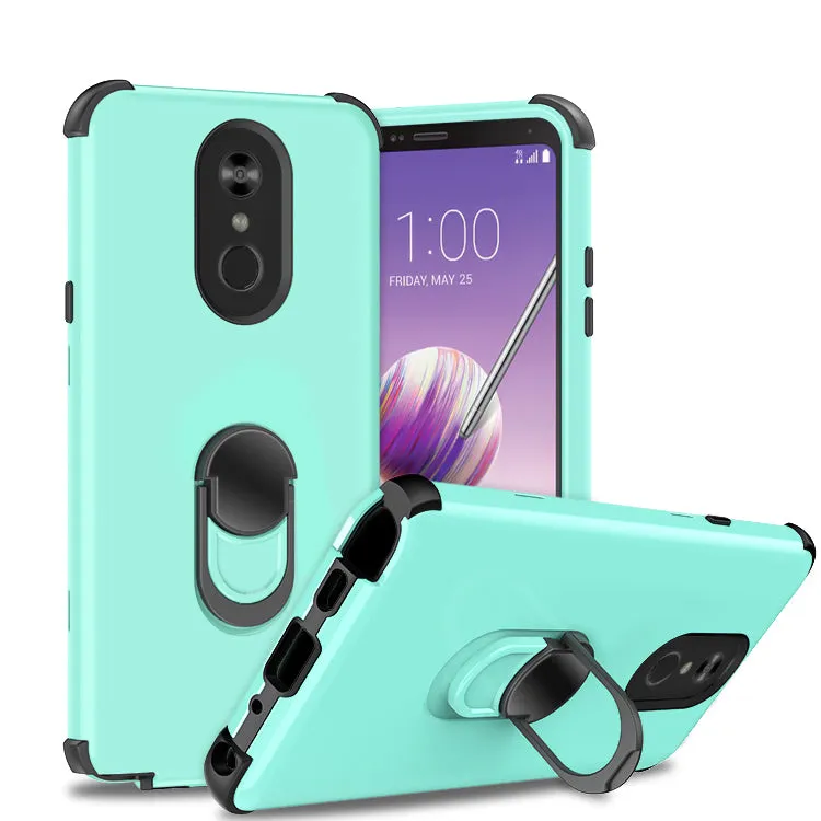 LG Stylo 4 Case, Stylo 4 Plus, Q Stylus Case,[Military Grade Drop Tested] Ring Kickstand Matte Case with Soft Edges, Shockproof and Anti-Drop Protection Case Compatible for LG Stylo 4 Case - Teal/Black