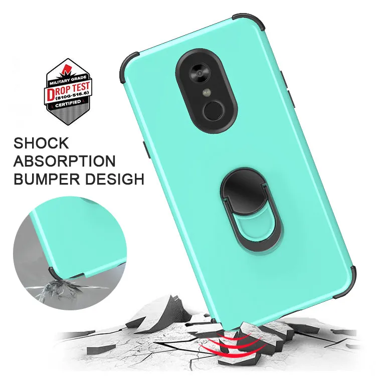 LG Stylo 4 Case, Stylo 4 Plus, Q Stylus Case,[Military Grade Drop Tested] Ring Kickstand Matte Case with Soft Edges, Shockproof and Anti-Drop Protection Case Compatible for LG Stylo 4 Case - Teal/Black