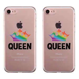 LGBT Queen Queen Rainbow Crown Clear Matching Phone Cases