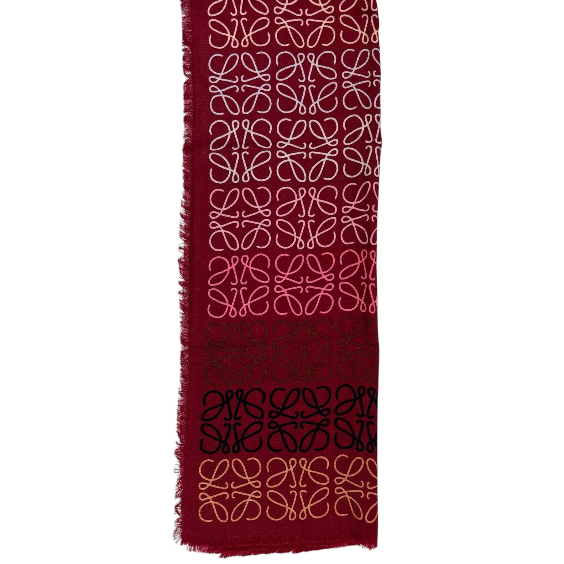 Loewe Scarf Bordeaux Anagram - Wool Silk Cashmere Shawl