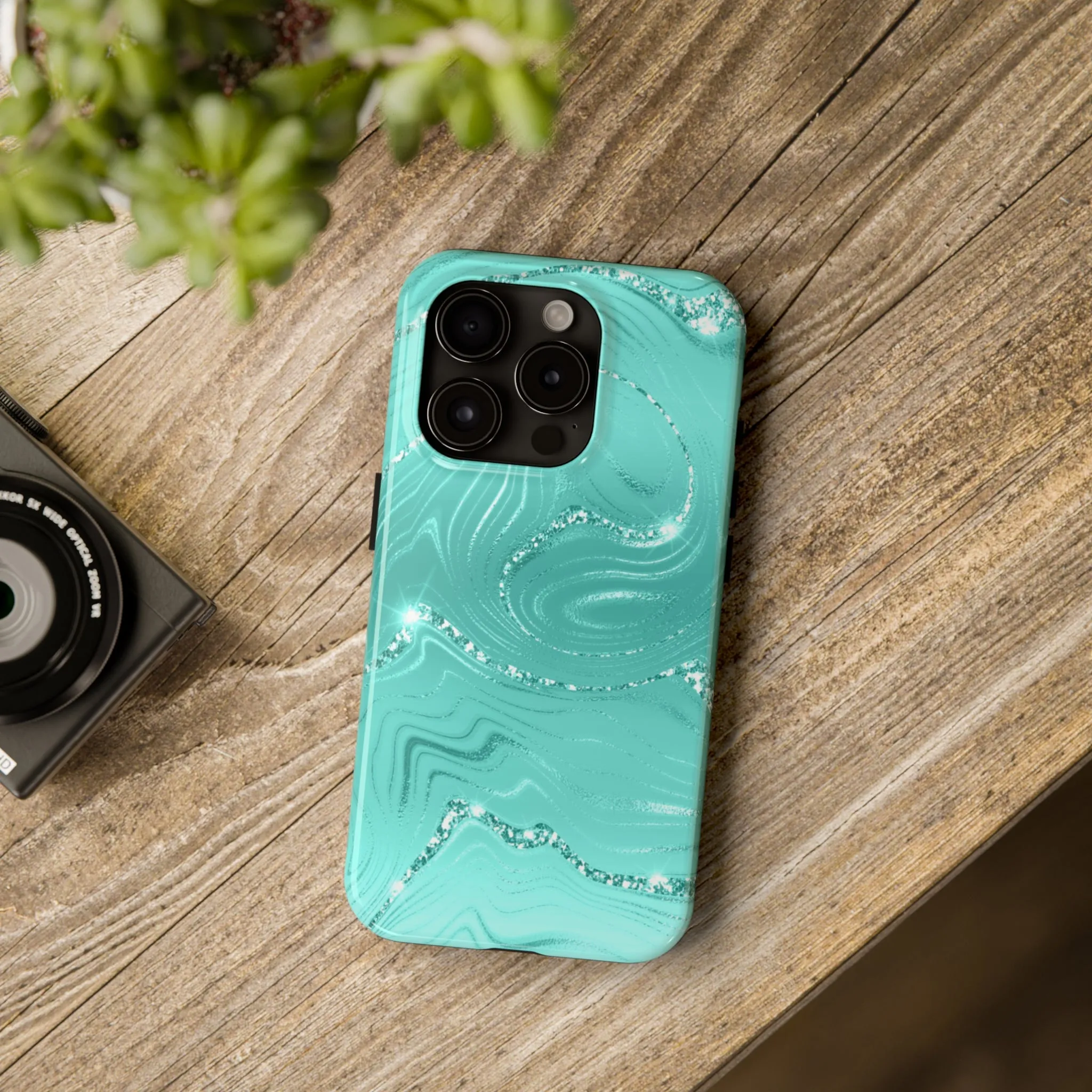 Marbled Turquoise Design Tough Phone Case compatible with a large variety of phone models, Gift, Phone Case