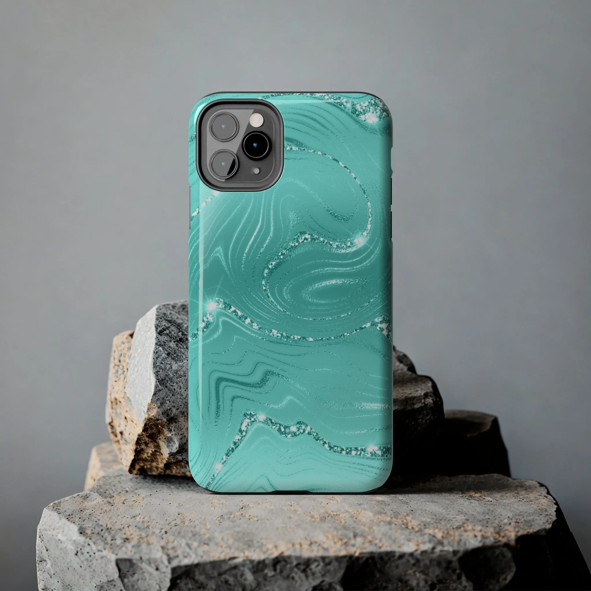 Marbled Turquoise Design Tough Phone Case compatible with a large variety of phone models, Gift, Phone Case